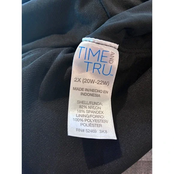 Time and Tru Womens Black Mesh Inset One Piece Swimsuit 2X 20W-22W TTSP19114 - Picture 3 of 6